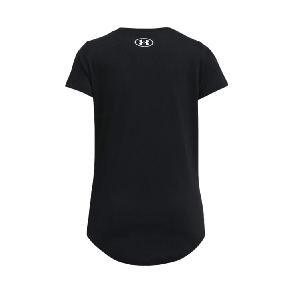 Under Armour Live Sportstyle Letter Logo Print Crew Neck Short Sleeve T-Shirt Kids Tops Black 1361182-001