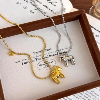 Chaîne de Perles Mode Métal Cheval Collier Pendentif Animal Poney Chaîne Longue Pull Collier Pendentif Bijoux Accessoires Cadeaux