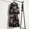 Printed Midi Waist Four Color Temperament Commuters Four Side Stretch Printed Unpadded Long Dress Dresses