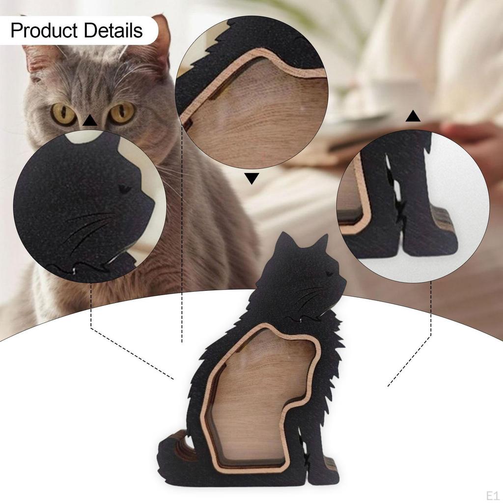 Cutie Suvenir Păr de Pisică Decorațiune de Birou Cadou Memorial pentru Iubitor Recipient din Lemn pentru