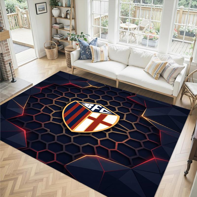 Bologna FC Design Crystal Velvet Carpet Cozy Non?Slip Printed Rug For Bedroom Living Room Entrance