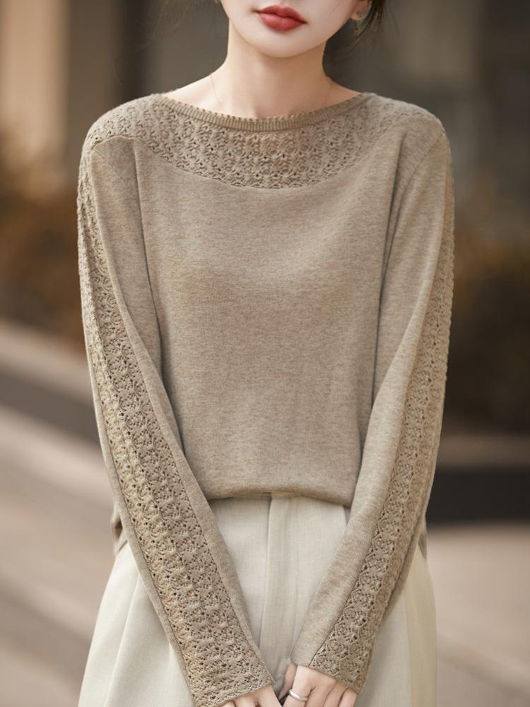Women's Hollow Out Fine Wool Knit Sweater - Autumn/Winter Style