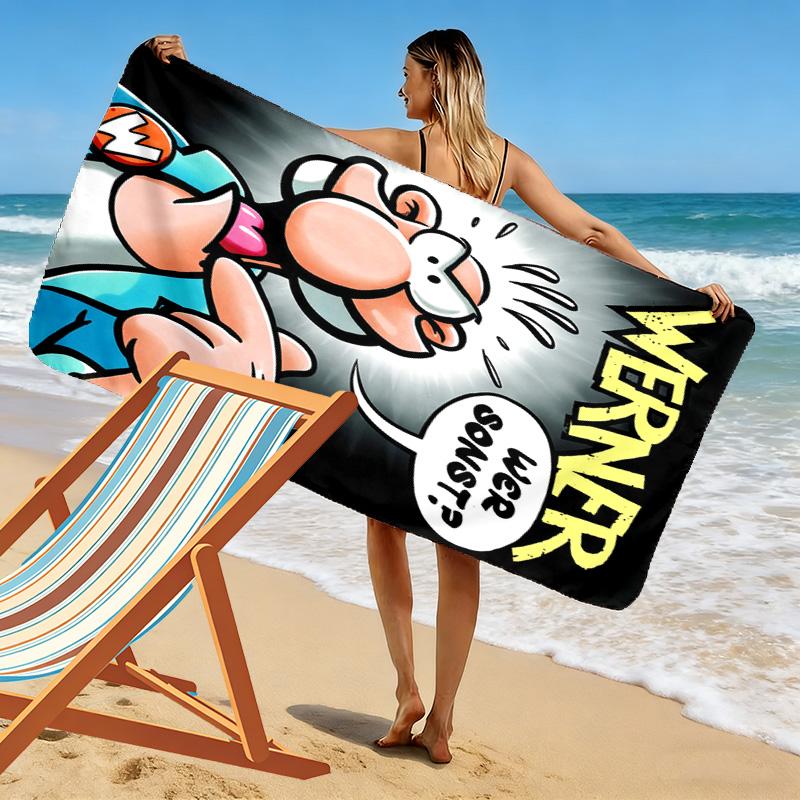 Werner Comic Print Beach Towel, Large Soft Quick Dry Towel for Beach Camping Swimming