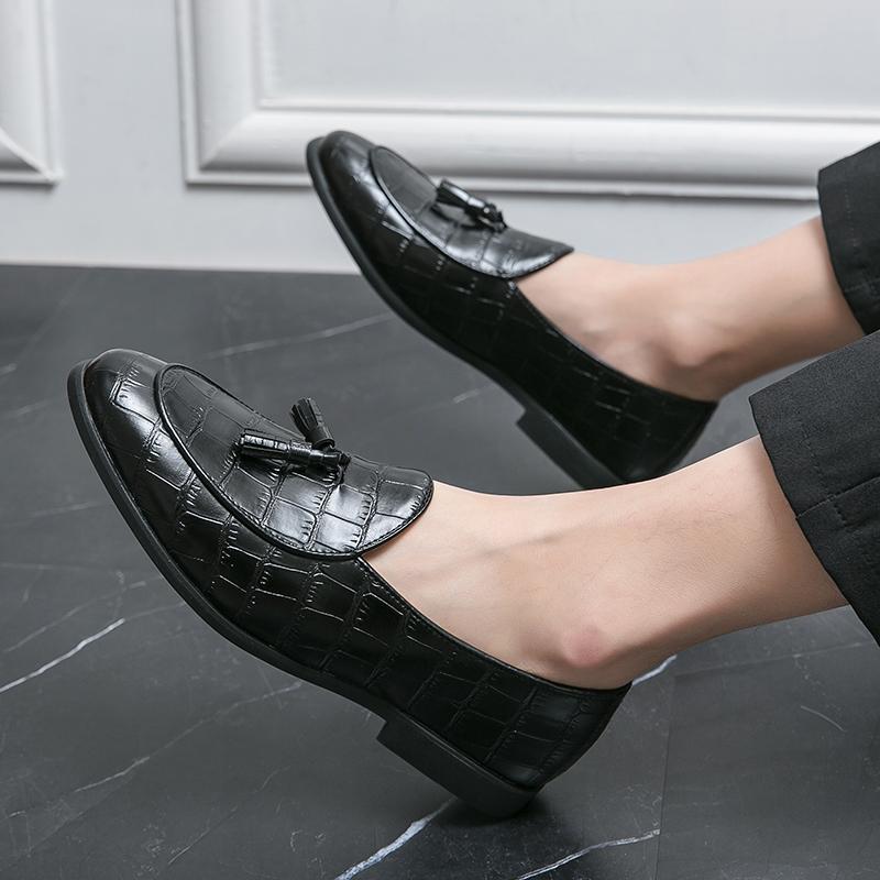 Pánské střapcové mokasíny Ležérní Business Kožené Boty Pánské S přezkou Čtvercová špička Společenské Kancelářské Baleríny Pánská Móda Svatba Párty mokasíny