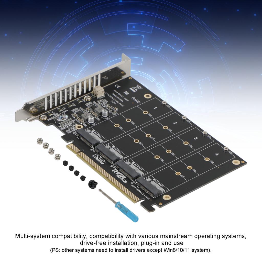 PCI-E Signal Split Array Card PH44 X16 NVME 4 Disk Array Card Support M.2 SSD