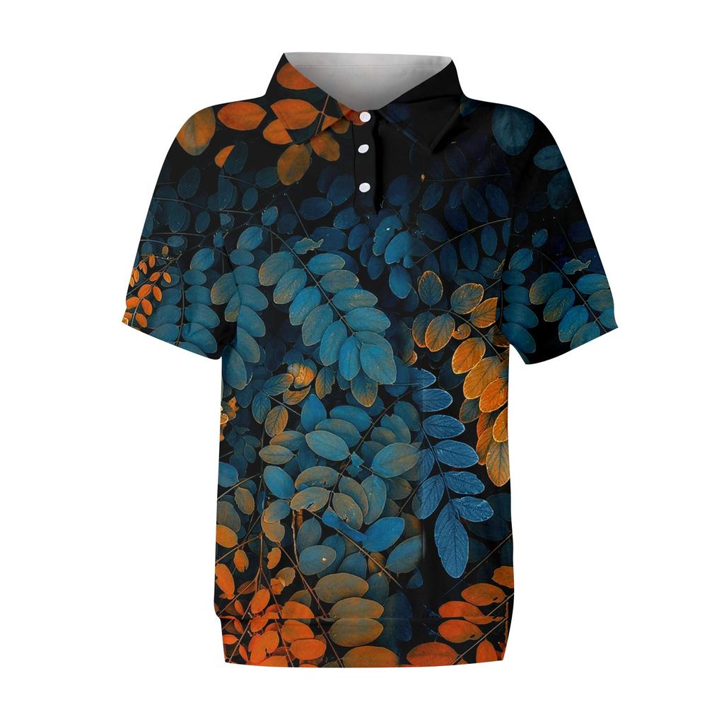Women's Casual Floral Print V-Neck Short Sleeve Decorative Button T-Shirt Top