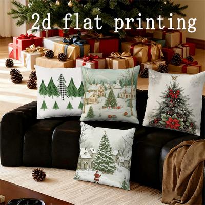 Home Decor Christmas Scenes Printed Pillowcases for Home Pattern Cushion Cover Suitable for Sofa Bedroom Car Pillow Cover