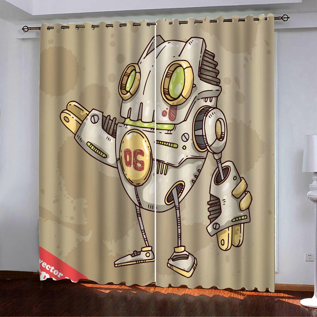 High-Density Blackout Curtains, Retro Yellowing Funny Series Digital Printing Blackout Curtains