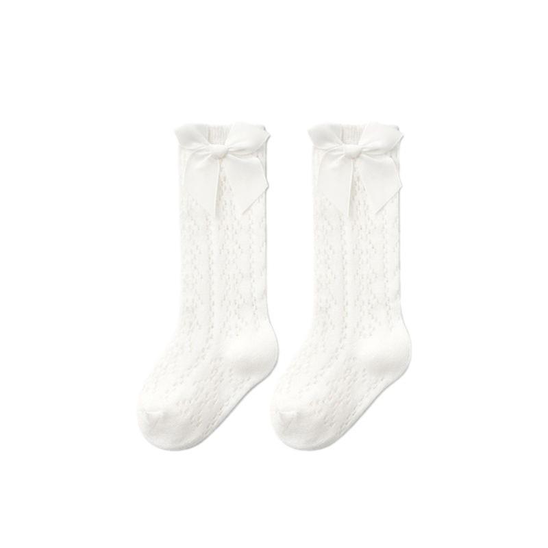 Summer Mesh Baby Socks with Bow - High Tube, Mosquito-Proof, Loose Mouth, Perfect for Spring/Summer