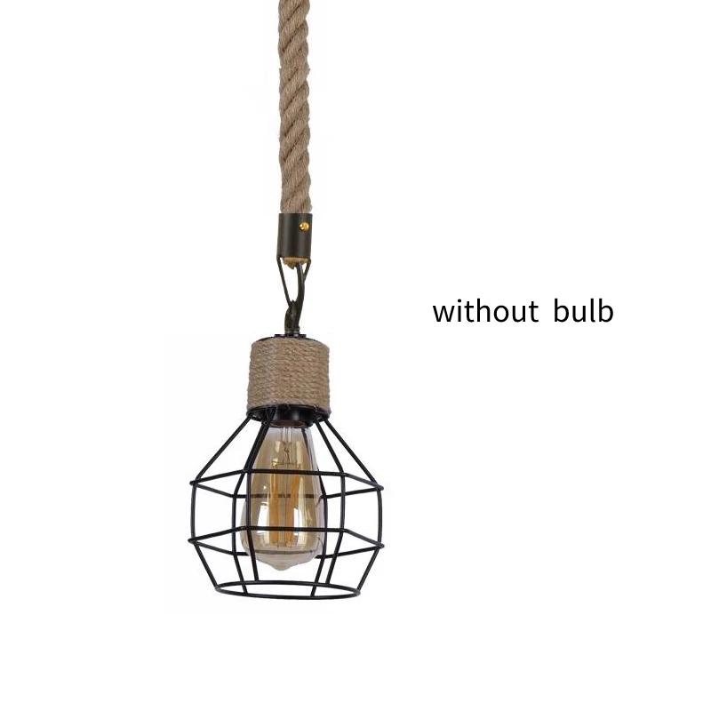 Vintage Hemp Rope Pendant Lamp Creative Restaurant Living Room Lighting Decoration Industrial Pendant Lamps Decor Light fixtures