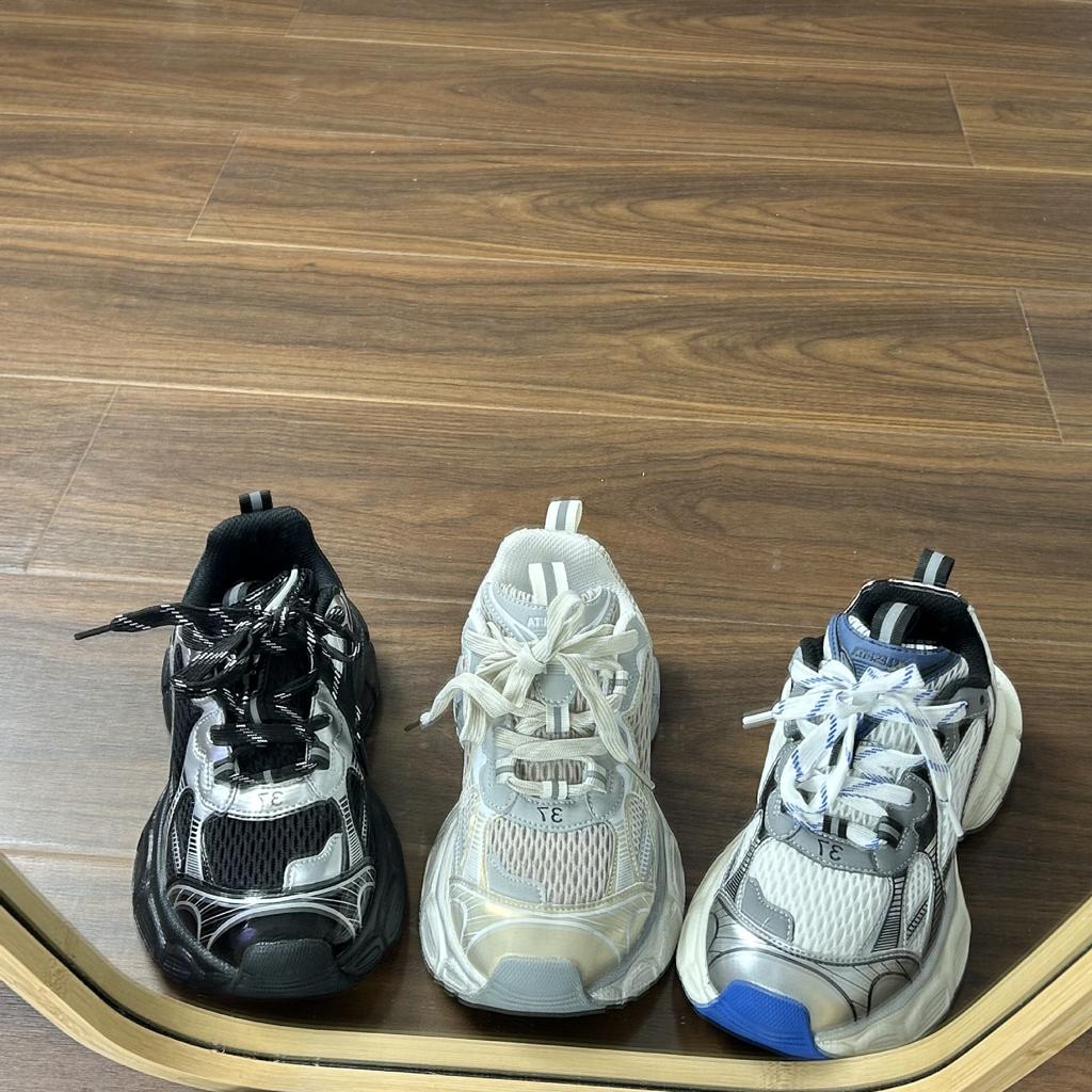 Hong Kong Style Platform Mesh Dad Shoes Women's Ins Tide 2025 New Retro Lace-up Casual Height-increasing Sports Shoes Women