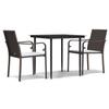 Vidaxl 3-Cz. Garden Furniture Set With Cushions, Polyrattan And Steel