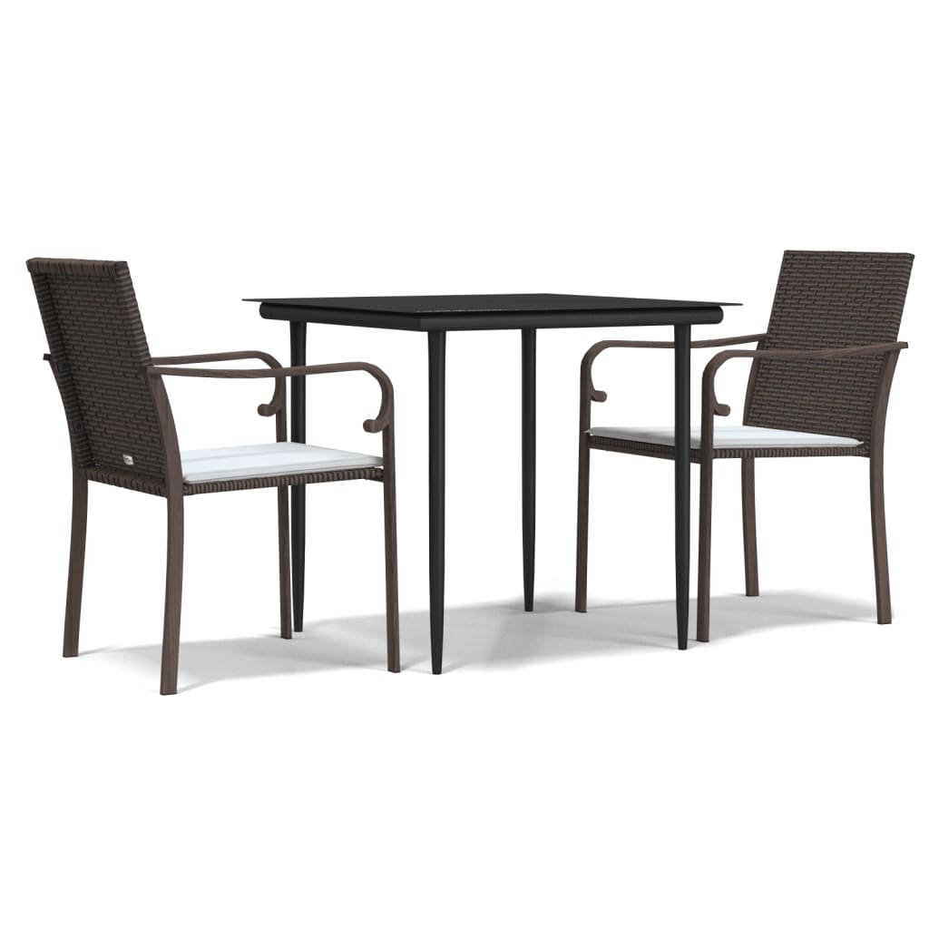 Vidaxl 3-Cz. Garden Furniture Set With Cushions, Polyrattan And Steel