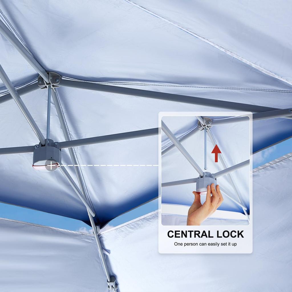 ABCCANOPY One Touch Tarp Tent 3mx3m Easy Tent with Center Lock High Strength Steel Frame Sun Shelter Thermal Awning with Caster Bag (White)