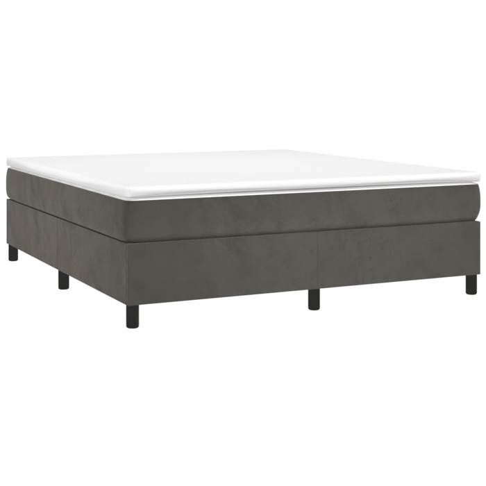 Maison Exclusive - Sommier à lattes de lit et matelas Gris foncé 160x200cm Velours