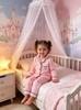 Baby Girls Satin Pajama Set, Pink Striped Long Sleeve Button Down Sleepwear Loungewear for 6M-3Y