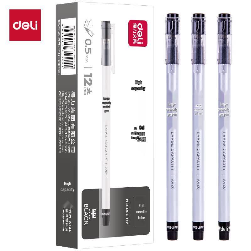 Deli A426 0.5mm Black Gel Pen (12-pack)