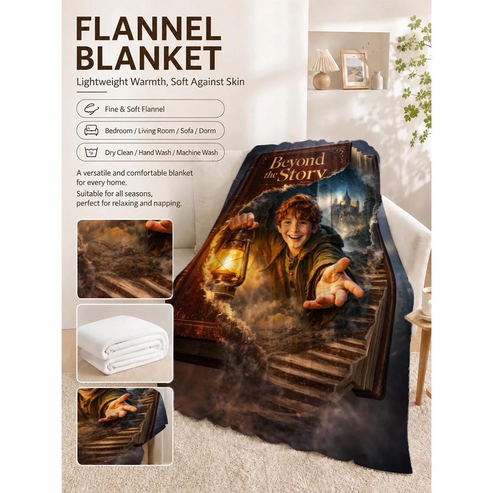 Adventure Beyond Story Printed Flannel Blanket Thick Soft Fleece Blanket For Living Room Sofa Balcony Home Decor Holiday Gift
