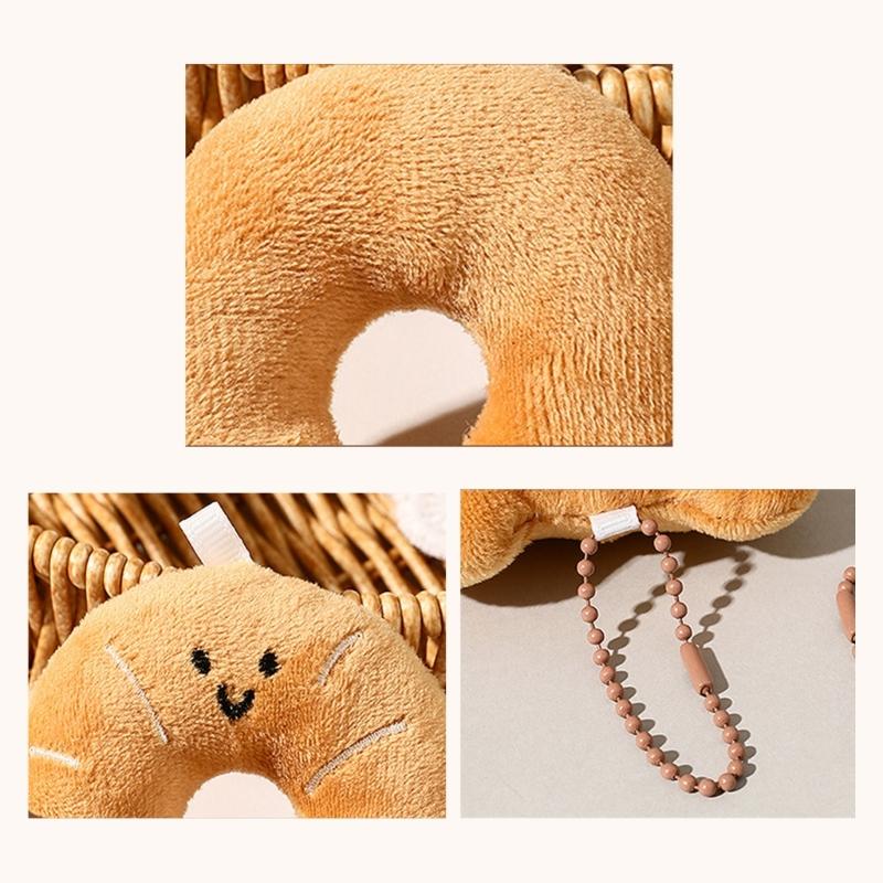 2Pcs Miniature Bread Plushie Keychain Portable Food Themed Bag Accessory Fun Stuffed Toy Bags Pendant for Student