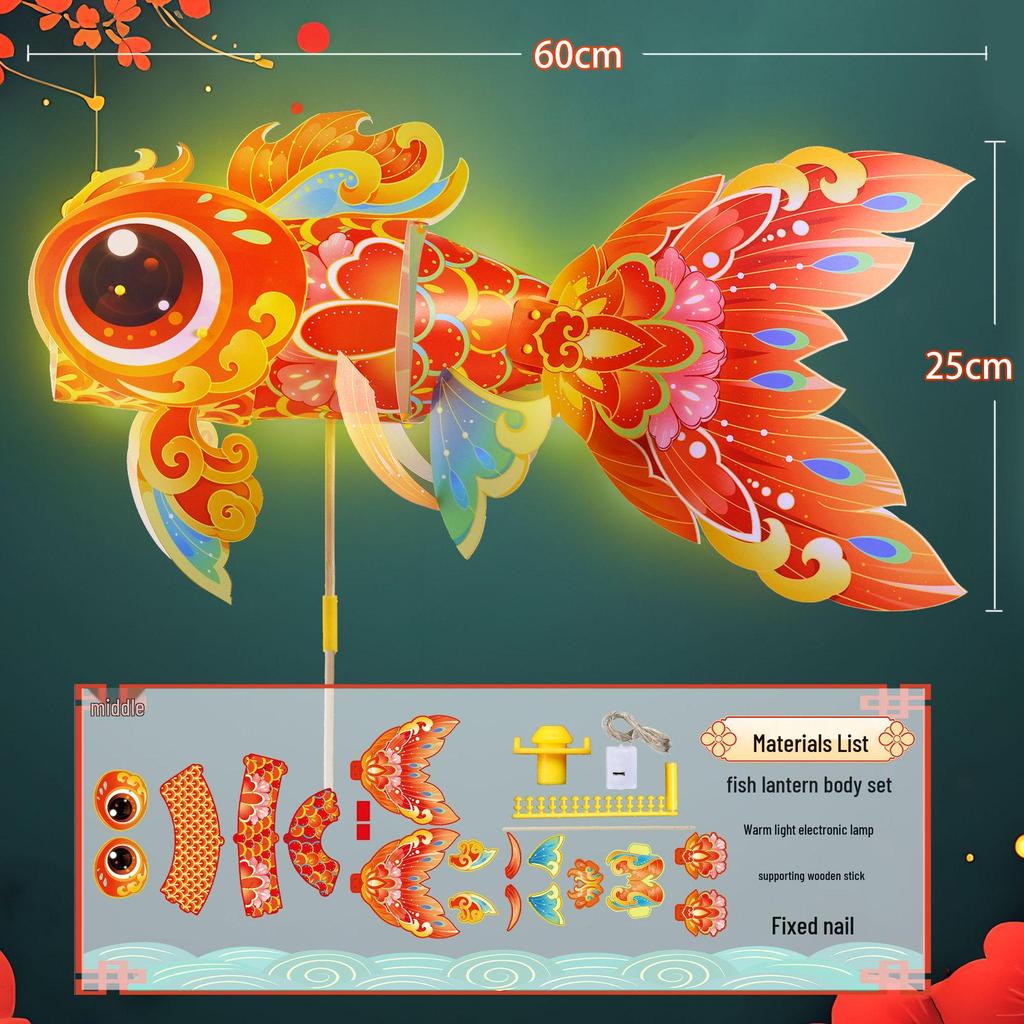 Shake Snake Dragon Lantern DIY Kit – Children's Luminous Cartoon Lantern for New Year and Spring Festival Celebrations
