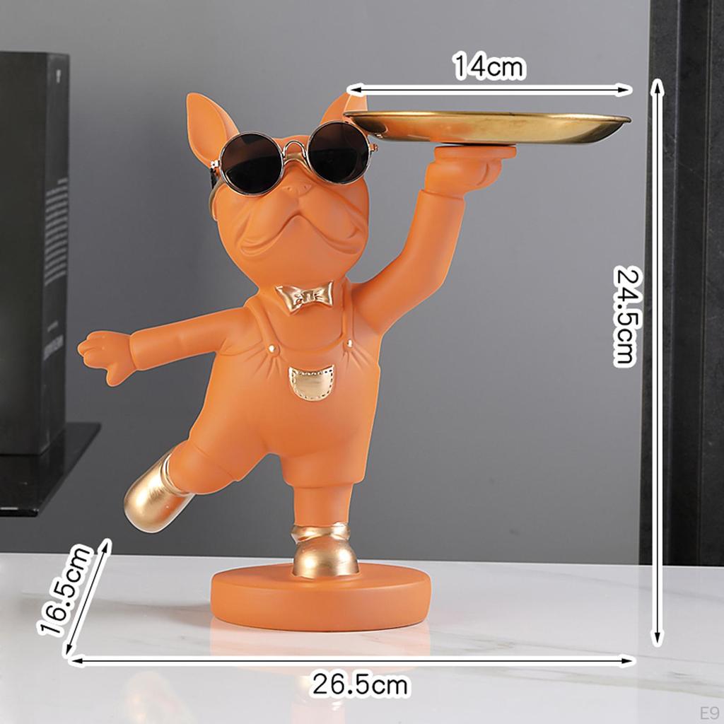 Desk Polyresin Dog Statue Tray Organizer for Living Room Home Decor Snack Holder Decorative Multi