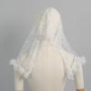 Vintage Lace Bridal Veil Short Mantilla Wedding Headcover Ruffle Edge Brides Headpiece for Wedding Ceremony Party