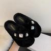 Fashion 2025 Home Woman's Slippers Slides Jelly Flip Flops Fur Sliders Fashion Platform 2024 Glitter Plush Luxury Crystal Glitter Slides