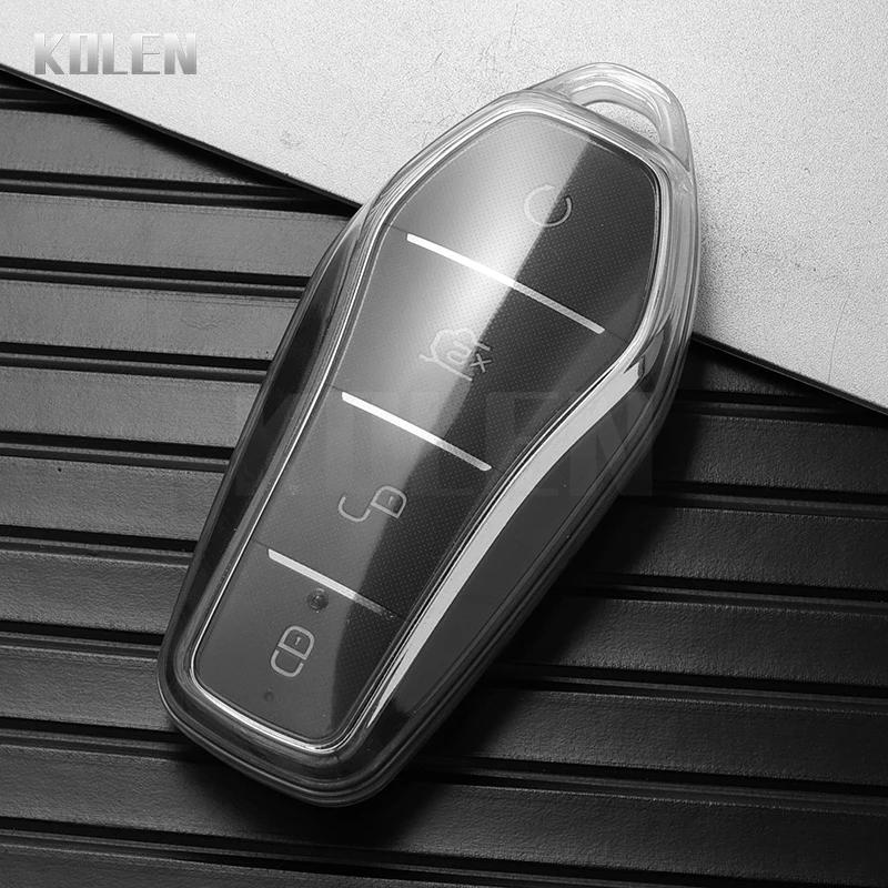 New Tpu Car Remote Key Case Cover Shell Fob For Byd Qin Plusdmi Atto 3 Han Ev Dolphin 4 Buttons Key Protector Holder Accessories