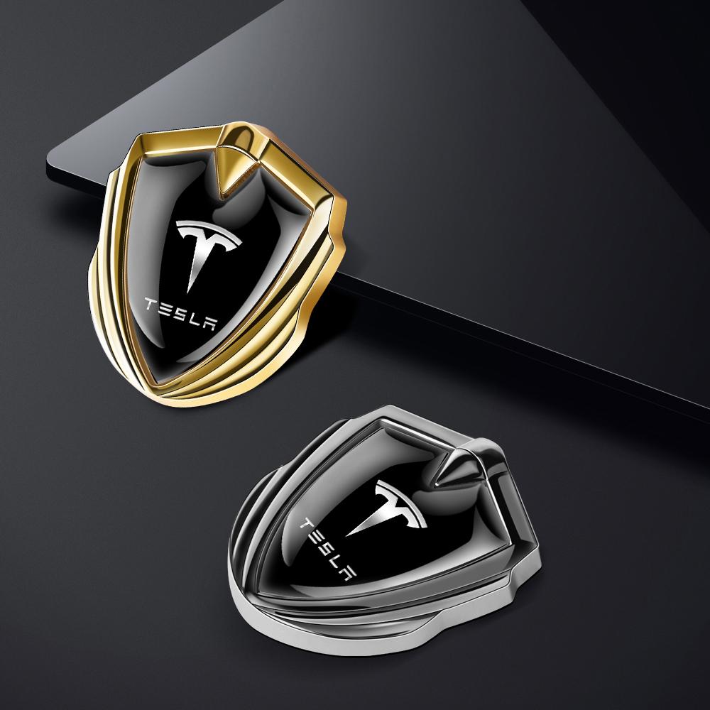 ALH1 1Pcs Car Fender Body Metal Umbrella Corporation Emblem Stickers Auto External Accessories For Tesla Model 3 Model S X Model Y