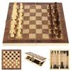 Wood Chess Set Folding Chess Board Game Portable Party Travel Chess Checkers Educational Toy Beginner Chesses Set