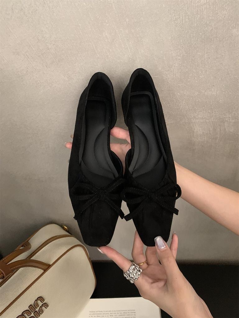 Mary Jane shoes spring and autumn bow one pedal grandma shoes single shoes Doudou shoes