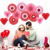12 Pcs Valentines Day Decorations Set Heart Party Hanging Paper Fans for Valentines Wedding Bachelorette Engagement Anniversary Bridal Shower