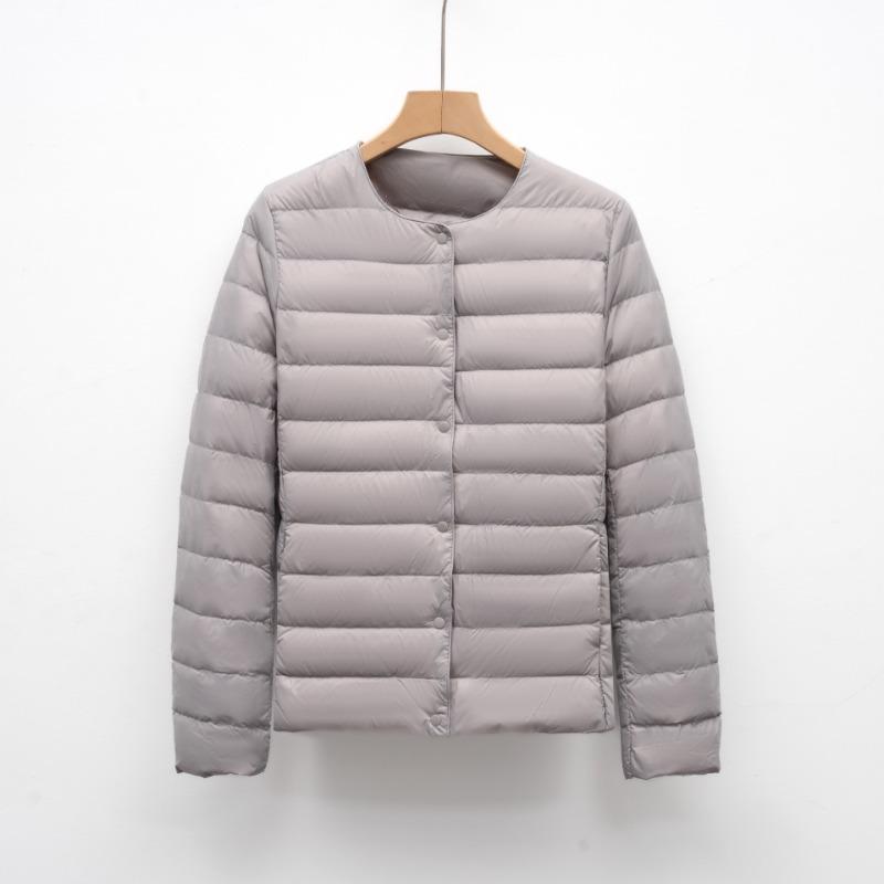 New Style Down Jacket Female Inner Liner Thin Collarless Long Sleeve Inner Wear Warm Round Collar Thin Light Down Inner Liner