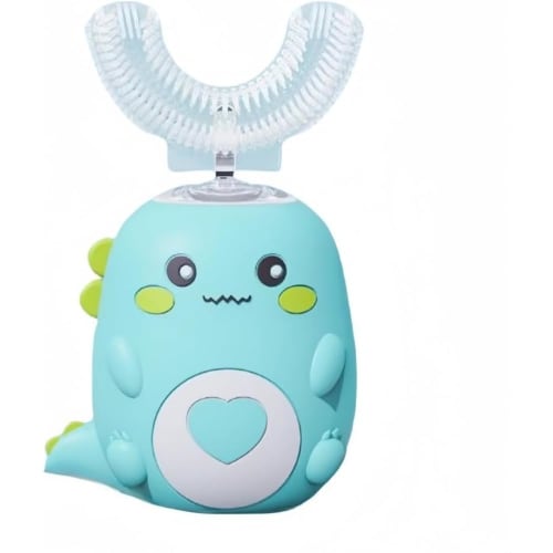 

Fiyyuga Kids Toothbrush, U-Shaped Automatic Toothbrush, Silicone, USB Rechargeable, Waterproof, and Quiet (Green, Ages 6-12)