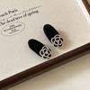 2pcs Pearl camellia velvet hair clip for women, retro side short hair, forehead bangs, floral headpiece
