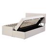 Double Bed Upholstered Bed 200x140cm Bed with Slatted Metal Frame Large Youth Storage Space Can Be Opened On Both Sides Beige Flat