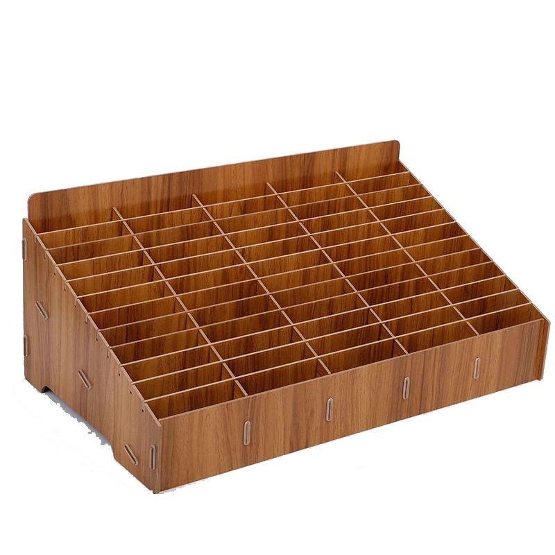 Multi-Compartment Wooden Desktop Organizer for Phones, Cables, and IDs