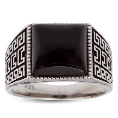 Silberring 'King' schwarz silber (Rhodium) - 14x14mm