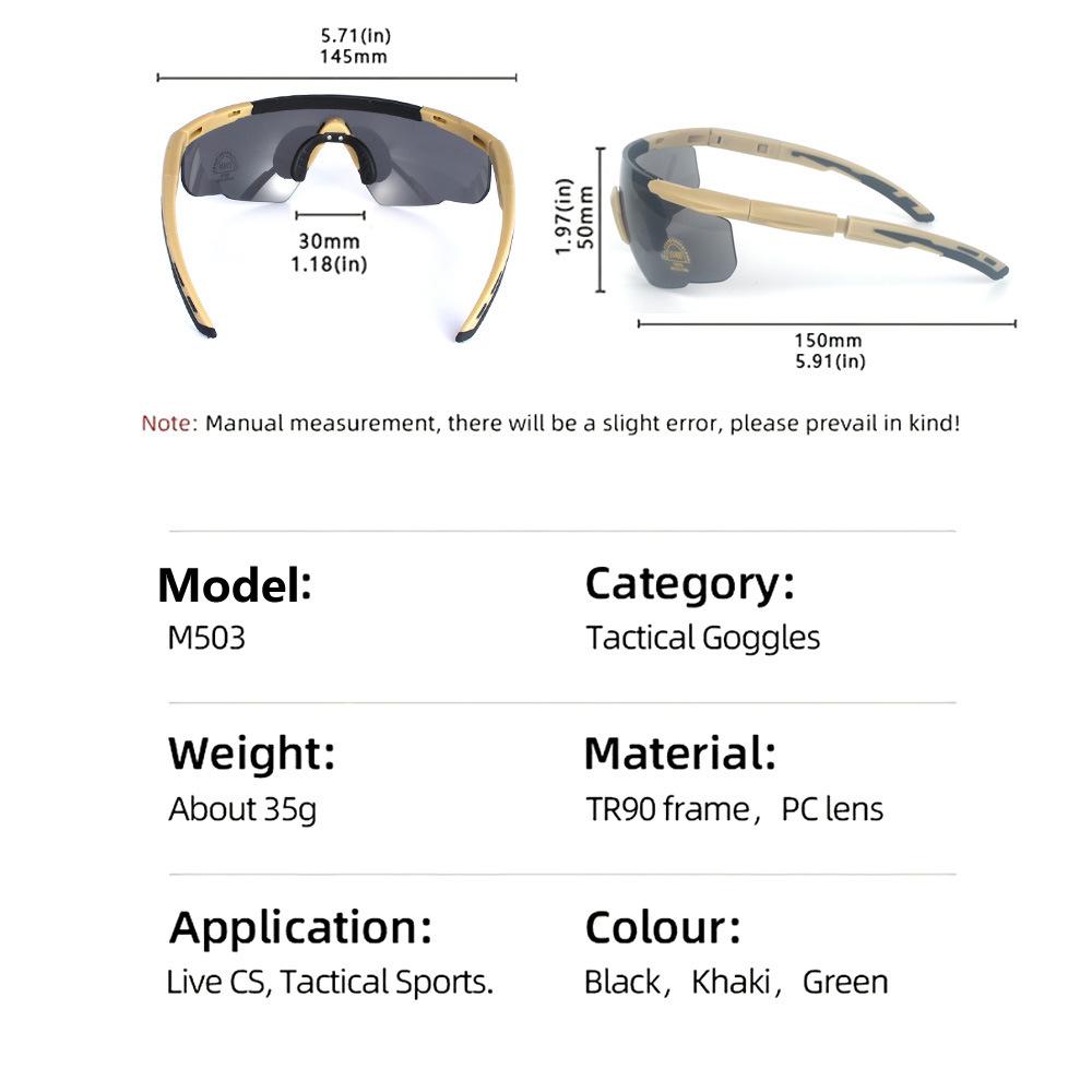 Tactical Goggles with Anti-fog Feature and 3 Interchangeable Lenses