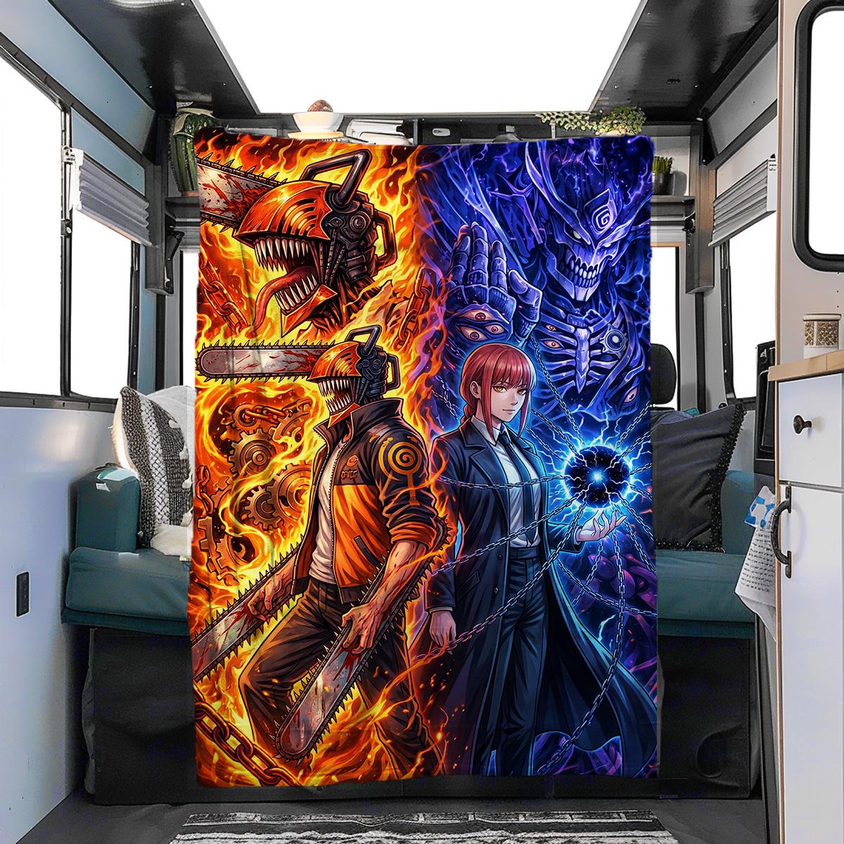 

Chainsaw Man Flannel Blanket Warm Cozy for Bedrooms, Sofas, Travel, Picnics & Home Chairs YUN6508 80cm x 120cm