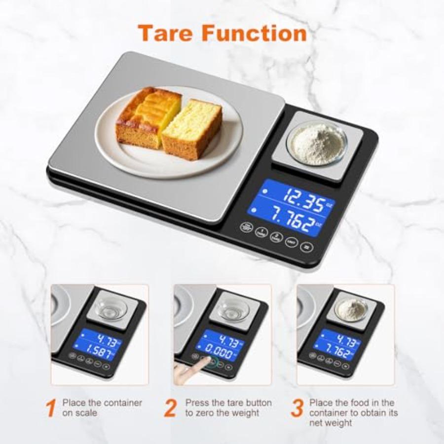 0.001oz/33lbs Dual Platform Food Kitchen Scales Digital Weight Grams and Ounces Two Precisions Kitchen Scale for Sourdough Brea