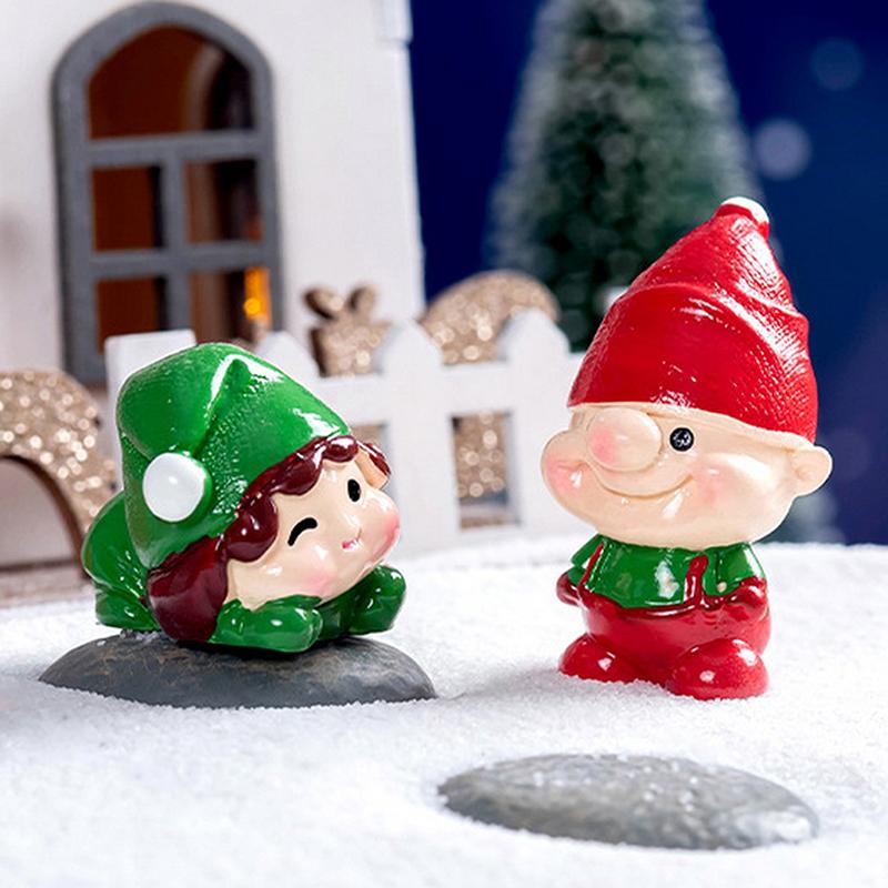 1Pcs Creative Christmas Elf Character Resin Handicraft Diy Christmas Decorations Micro Landscape Accessories Desktop Ornament