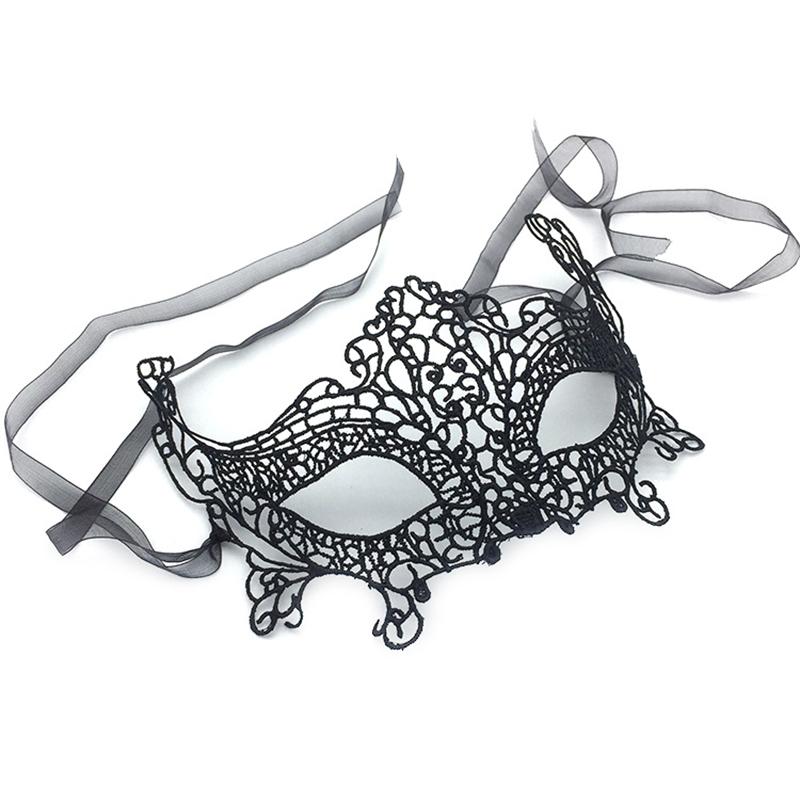 Dámská maska ​​​​na obličej s dutou krajkou Sexy maska ​​na oči Cosplay Prom Party Props