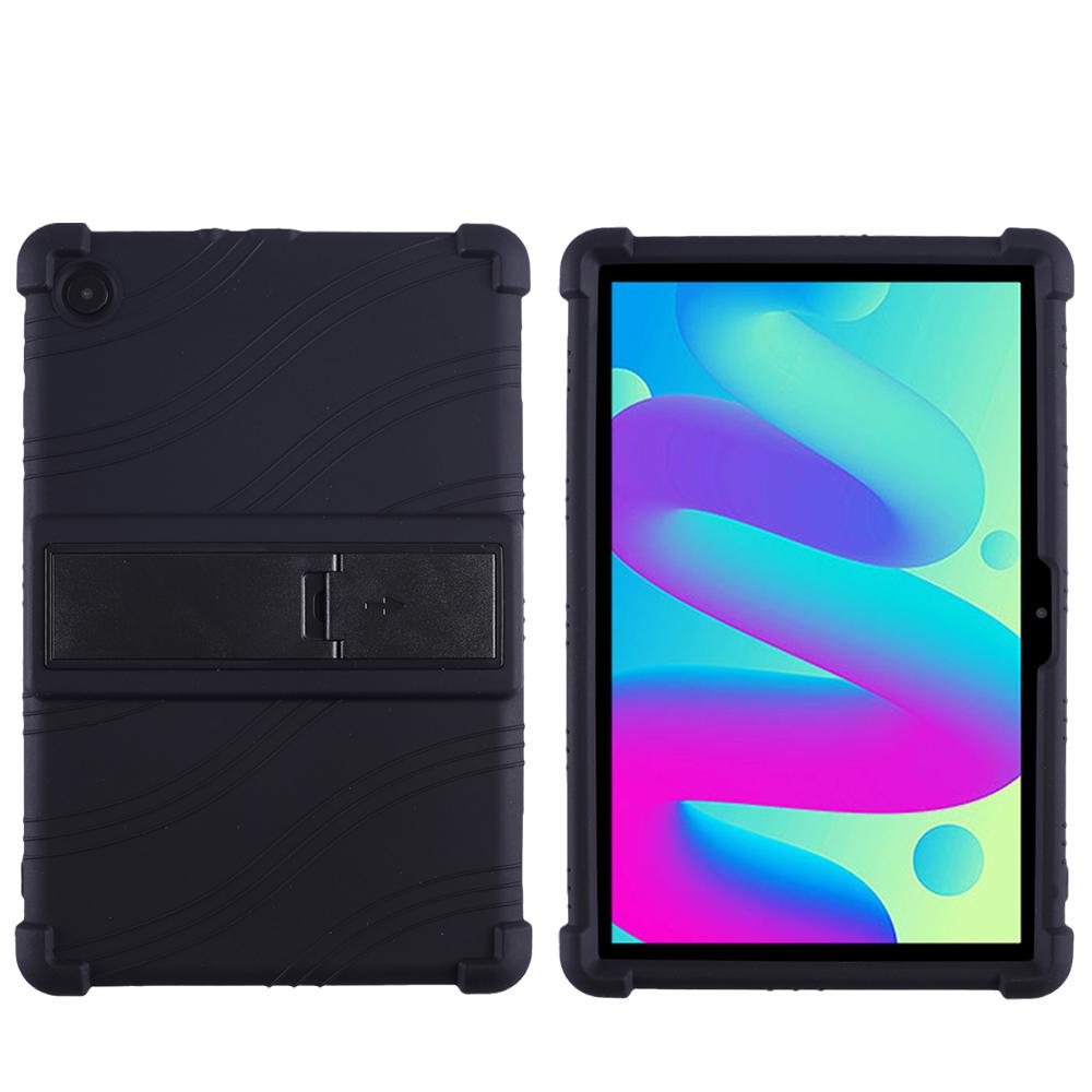 

Силиконовый чехол для TCL Tab 10L 8491X с регулируемой подставкой и противоударными утолщенными углами. чёрный