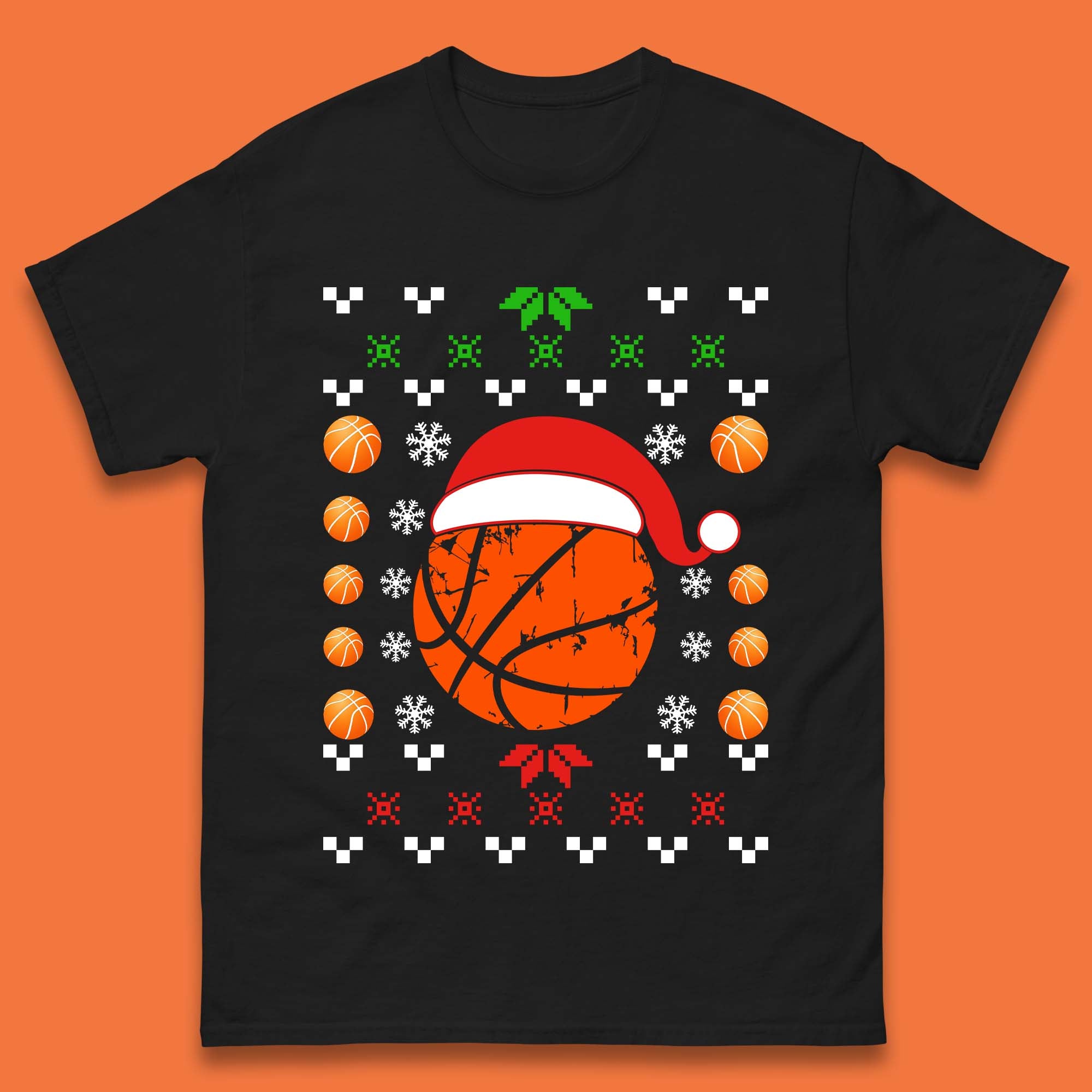 Basketball Christmas Mens T-Shirt Womens Tops Tees L