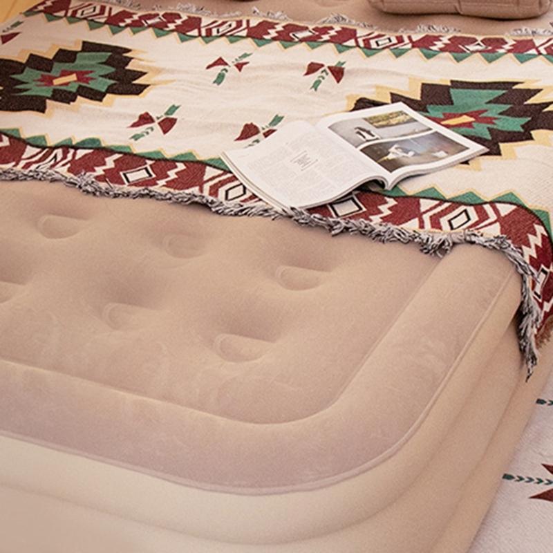 Self Inflating Air Bed with Built In Pump & Storage Bag Raised Flocked Airbed Elevated Blows Up Matress Camping Airbed