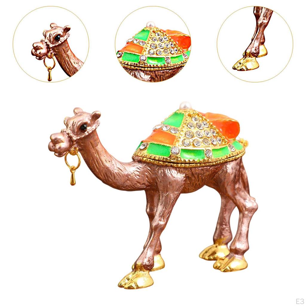 Camel Figurine Jewelry Box Trinket Alloy Case Organizer Treasure for Desktop