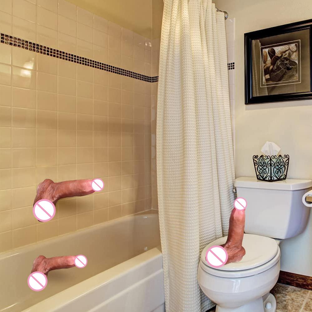 Realistic Dildo with Suction Cup Liquid Silicone Double Layer Dildos Real Veins and Plump Testicles Penis Sex Toys for Women Men
