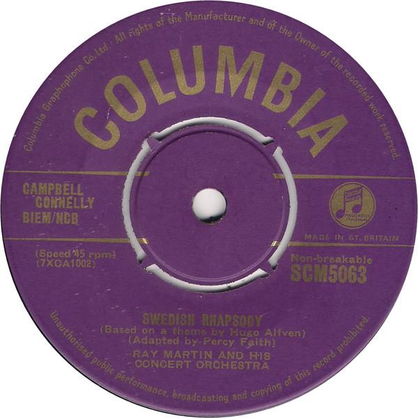 

7-дюймовая пластинка РЭЙ МАРТИН И ЕГО КОНЦЕРТНЫЙ ОРКЕСТР - Шведская рапсодия / Хай-лили, хай-ло SCM5063 COLUMBIA UK Поп Б/У