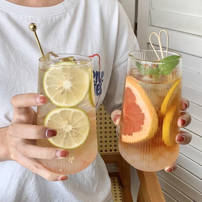 Stylish Vertical Stripe Glass Beverage Cup